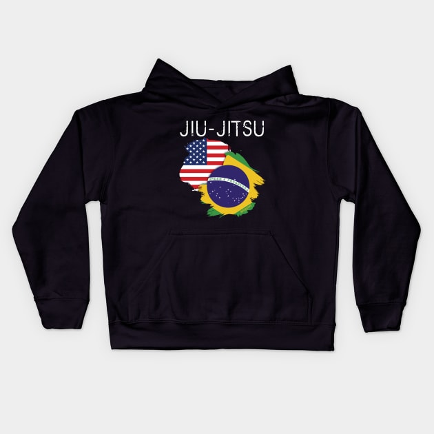 Jiu-jitsu: USA-Brazil Kids Hoodie by albertobravoart